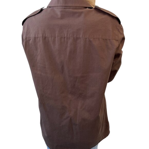 CHANEL Vintage CC Logo Button Up Military Long Sleeve Shirt Brown [106496] - Picture 4 of 12